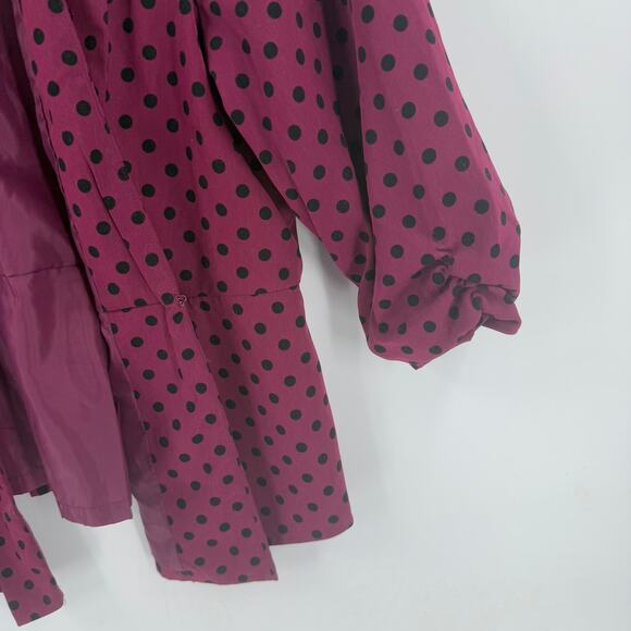Y2K Elle Women’s Size XL Burgundy Black Polka Dot Blazer Jacket Retro Statement - Picture 4 of 9